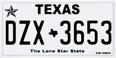 TX license plate DZX3653