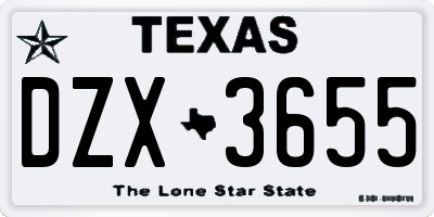 TX license plate DZX3655