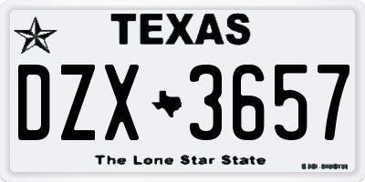 TX license plate DZX3657