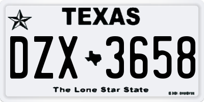 TX license plate DZX3658