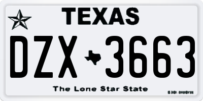 TX license plate DZX3663