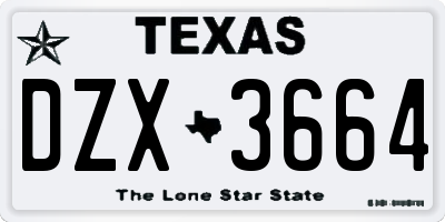 TX license plate DZX3664