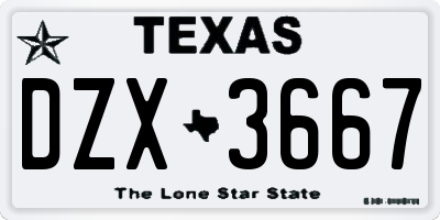 TX license plate DZX3667