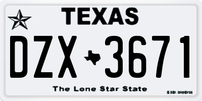 TX license plate DZX3671