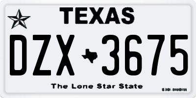 TX license plate DZX3675