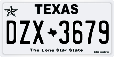 TX license plate DZX3679