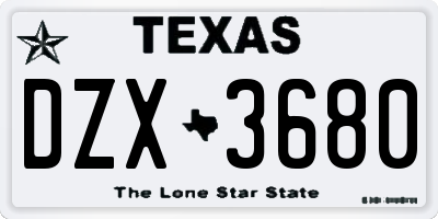 TX license plate DZX3680