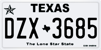 TX license plate DZX3685