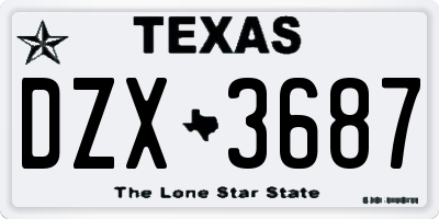 TX license plate DZX3687