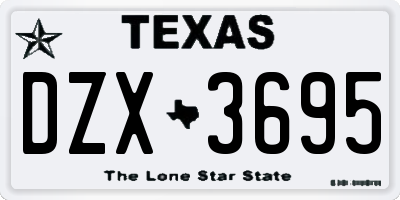 TX license plate DZX3695