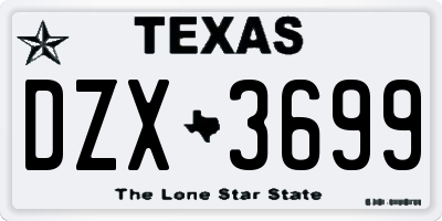 TX license plate DZX3699