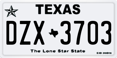 TX license plate DZX3703