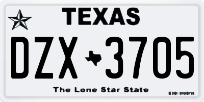 TX license plate DZX3705