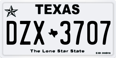 TX license plate DZX3707