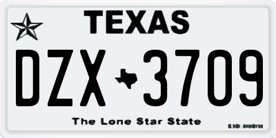 TX license plate DZX3709
