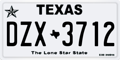 TX license plate DZX3712