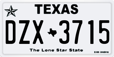 TX license plate DZX3715