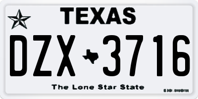 TX license plate DZX3716