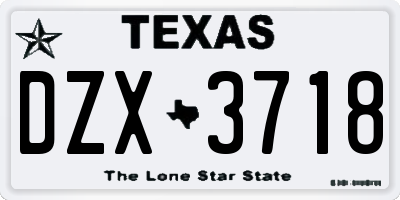 TX license plate DZX3718
