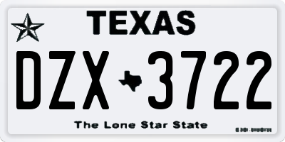 TX license plate DZX3722