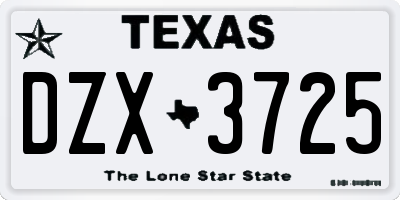 TX license plate DZX3725