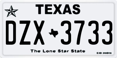 TX license plate DZX3733