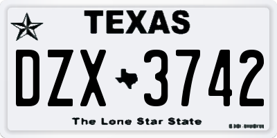 TX license plate DZX3742