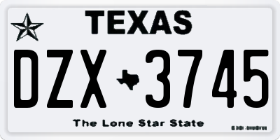 TX license plate DZX3745
