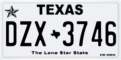 TX license plate DZX3746