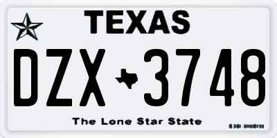 TX license plate DZX3748