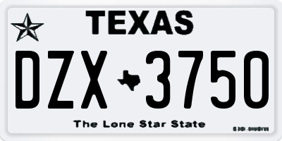 TX license plate DZX3750