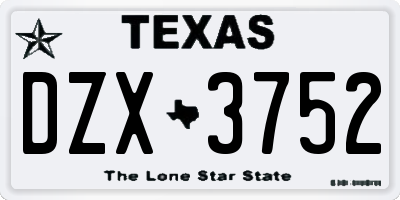TX license plate DZX3752