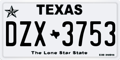 TX license plate DZX3753