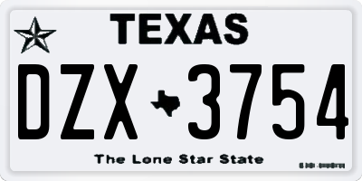 TX license plate DZX3754