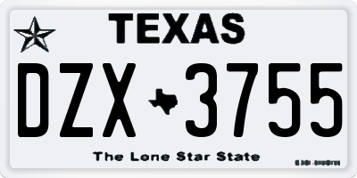 TX license plate DZX3755