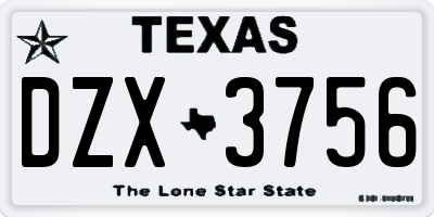 TX license plate DZX3756