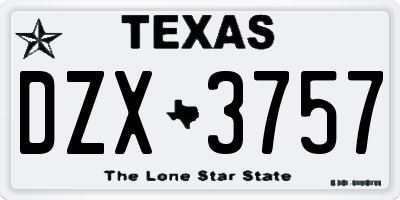 TX license plate DZX3757