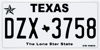 TX license plate DZX3758