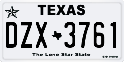 TX license plate DZX3761