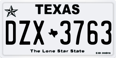 TX license plate DZX3763