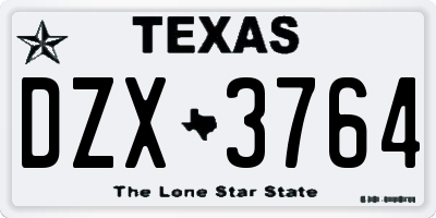 TX license plate DZX3764