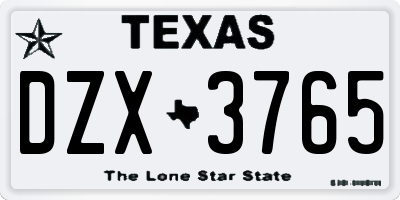 TX license plate DZX3765