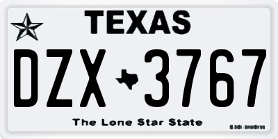 TX license plate DZX3767