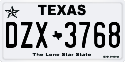 TX license plate DZX3768