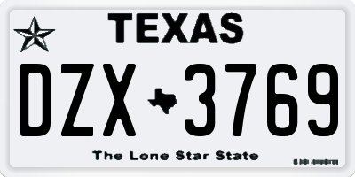 TX license plate DZX3769