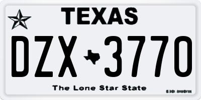 TX license plate DZX3770