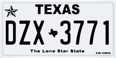 TX license plate DZX3771