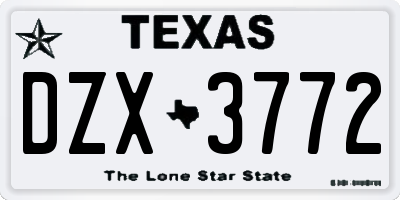 TX license plate DZX3772