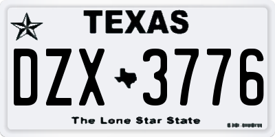 TX license plate DZX3776