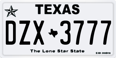 TX license plate DZX3777
